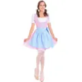 Bavarian dirndl dress costume for Oktoberfest, Halloween cosplay, and party event wear. - M / Set / Pink Plaid Set (7108)
