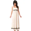 Costume de déesse grecque pour femme, élégante robe longue blanche avec bordure dorée. - M / Robes