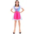 Halloween German beer festival maid cosplay costume dress with blue bodice and pink apron. - M / Set / Blue Plaid Set (7106)