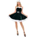 Grünes Samt Weihnachtskostüm Kleid mit weißem Kunstfellbesatz und Gürtel. Ideal für Partys. - Einheitsgröße / Set / Grün