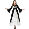 Robe de cosplay de reine de la Renaissance gothique médiévale longue à volants style - S / Robes / Noir