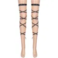 Black patent leather leg harness straps, sexy garter belt straps for cosplay costume outfits. - Patent Leather Cross Straps / One Size / Black