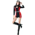Sexy long sleeve racing costume for women, ideal cosplay car model uniform and party outfit. - M / Dresses / Red Plaid