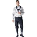 Halloween Gothic Vampir Kostüm für Herren, mit verblasster grauer Jacke und schwarzen Hosen. - M / Set