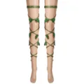 Green leaf leg strap harness cosplay accessory detail view, ideal for party costume dressing. - Green Leaf Straps / One Size / Green