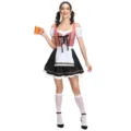 Robe Dirndl Oktoberfest Costume Serveuse de Biere Bavaroise pour Spectacle Detail Vue - M / Robe (Avec Bas) / Bloc de Couleur Rouge Et Noir