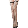 Zwarte visnetkousen voor vrouwen, zeer elastische dijhoge visnetpanty's voor verkleedpartijen en dagelijks. - Eén maat / Middelgrote Maas