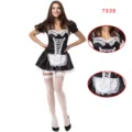 Black and white maid cosplay costume uniform with apron and white stockings for women roleplay. - 4XL / Dress (7335) / Black