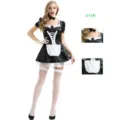 Black and white maid costume cosplay outfit with apron, neckpiece and stockings, variant. - S / Dress (2158) / Black