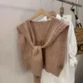 Koreaanse gebreide sjaal cape, wol mix stropdas knoop trui voor dames gelaagdheid outfits. - 2# Camel