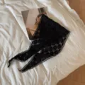 Black lace floral triangle scarf detail shot, elegant decorative kerchief for versatile styling. - Flower Style / 4# Black Flower Style