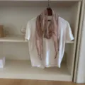 Japanse stijl retro linnen smalle sjaal met elegant bladmotief voor dames in het dagelijks. - 3# Oranjeroze