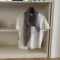Japanese vintage linen narrow scarf for women, breathable versatile small neckerchief streamer. - Dark Grey (7#)