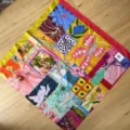 Foulard carré en coton patchwork fleurs peinture à l'huile vintage, bandeau rétro artistique. - Écharpe Carrée Papillon Rose