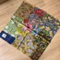 Petit carré patchwork peinture huile vintage, foulard bandeau imprimé floral rétro. - Écharpe Carrée Chrysanthème Morris
