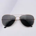 Lunettes de soleil aviateur monture dorée et verres gris, lunettes métalliques classiques unisexes. - 3XL / Lunettes Seules / Or