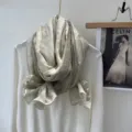 Elegante beige katoen linnen kant oversized sjaal omslagdoek voor vrouwen zonbescherming - Crème Wit