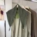Chic Korean style plaid triangular scarf for women, versatile autumn fashion neckwear head wrap. - 10_Plaid Grass Green