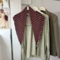Écharpe triangulaire en tricot jacquard lin pois vintage élégant tour de cou chaud - Pois Rouge Vin