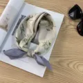 Vintage cotton floral small square scarf neck tie stylish spring summer accessory - Picture #17