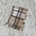 Classic plaid winter warm wool scarf with elegant tassels, soft, cozy and warm style. - Camel Plaid