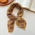 Vintage Bloemen Print Vierkante Sjaal Geel Nek Doek Stijlvolle Haarband Vrouw Accessoire - 3_Oranje vintage bladeren en vruchten