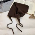 Foulard tricoté marron à nouer en mélange de laine écharpe tendance hiver femme - Châtain