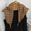Retro cotton triangular scarf women daily neck protection scarf stylish vintage print head wrap - Mustard Yellow Polka Dot