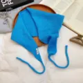 Damen Wolle einfarbig gestrickte Sturmhaube Schal Herbst Winter Mode Kopfbedeckung blau farbe - Dunkelblau