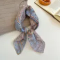 Retro giapponese piccolo fazzoletto da collo quadrato da donna, foulard vintage stampa floreale. - 10_ Piccoli fiori a vortice rosso e blu