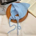 Hellblaue Strick Sturmhaube Kapuze Schal mit Bändern, gemütliche Herbst Winter Mütze. - Hellblau