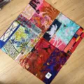 Foulard carré en coton patchwork peinture à l'huile rétro, écharpe d'art vintage. - Foulard Plantes Tropicales