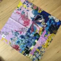 Foulard carré en coton imprimé floral peinture à l'huile vintage, bandeau rétro élégant. - Écharpe Carrée Violet Mystérieux