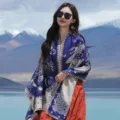 Damen Jacquard Kaschmir Gefühl Schal Luxus Reitsport Stil Winter warme modische Stola - Zhuoma-Wald - Königsblau