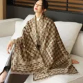Chic autumn winter imitation cashmere shawl retro plaid cape warm scarf for women. - 18_Fluorescent Green Plaid Flowers - Green