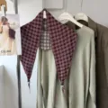 Korean style retro plaid double-sided triangle scarf versatile autumn decorative headwear - 11_Plaid Red