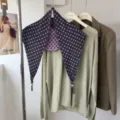 Foulard triangulaire en tricot jacquard double face pois rétro détail mode femme - Violet à Pois