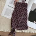 Retro jacquard gebreide kleine sjaal winter mode nekwarmer chique vintage nek accessoire - 01_ Vintage jujube rood
