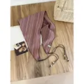 Retro gestreepte katoenen driehoekige sjaal met bandjes en kralen voor dames zomer. - 1#Gekleurde strepen baksteenrood