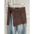 Koreaanse mode zomer open gebreide wikkelrok neppe rok denim broek stijlvol mooi - Bottoms / koffiekleur