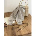 Retro gestreepte katoenen driekhoekige sjaal voor dames, stijlvolle reishoofddoek en halsdoek. - 3# Gekleurde strepen beige