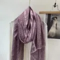 Mauve lace spliced long scarf cotton linen feel elegant women shawl for daily casual wear - Purple