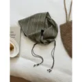 Retro gestreepte driehoekige hoofddoek met kralenkoorden, veelzijdige lente- en zomermode. - 4# Gekleurde strepen donkergroen