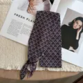 Vintage Japanese style knitted neck scarf with chic jacquard pattern for autumn winter. - 07_Vintage Floral Grey