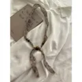 Vintage Linnen Kralen Sjaal Ketting, Literaire Stijl Lange Hals Sjaal Variant Stijl A - 1_Beige bloemenprint