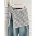 Korean style hollow knit wrap skirt layering piece, trendy summer half skirt for women. - Bottoms / Light Gray