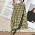 Japanese retro autumn winter knit neck scarf stylish jacquard versatile neck accessory - 08_Small Checkered Yellow