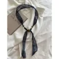 Mori stijl linnen kraal lint zijden sjaal ketting, retro tie-dye ontwerp voor dames. - Blauwe Witte Bloem