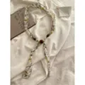 Retro literaire bloemen linnen kraal sjaal ketting, elegante lange nek accessoire. - 4_Gele bloemetjes
