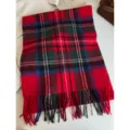 Classic retro plaid wool fringe scarf autumn winter warm couple shawl neck wear stylish - British Red